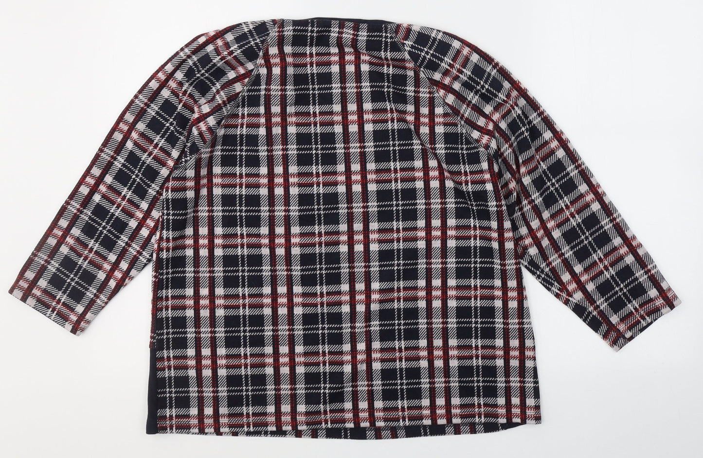 Betty Barclay Womens Blue Plaid Cotton Basic Blouse Size 12 Round Neck