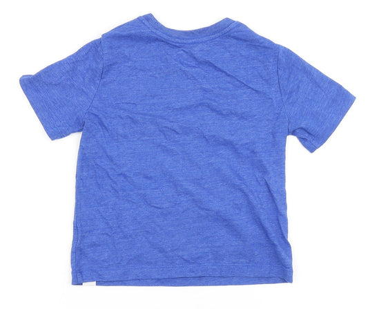 Gap Boys Blue  Polyester Basic T-Shirt Size 4 Years Round Neck  - Shark