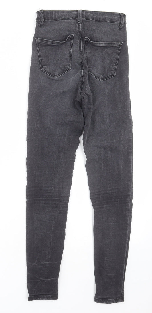 Topshop Womens Black  Cotton Skinny Jeans Size 26 L32 in Regular Button