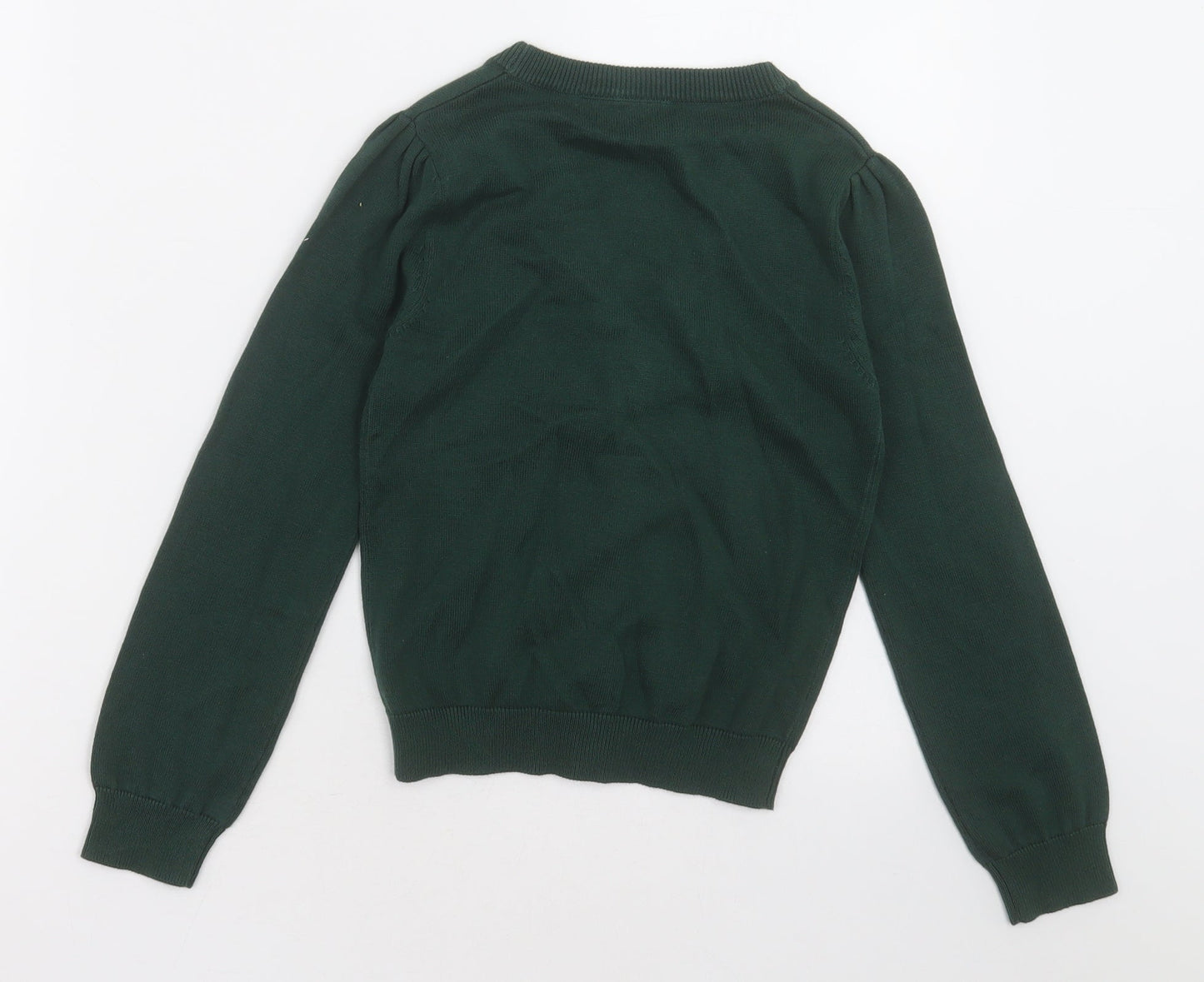 Smart Start Girls Green V-Neck  Cotton Cardigan Jumper Size 6-7 Years  Button - schoolwear