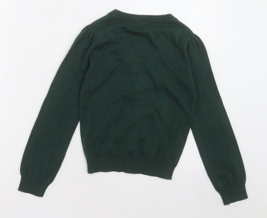 Smart Start Girls Green V-Neck  Cotton Cardigan Jumper Size 6-7 Years  Button - schoolwear