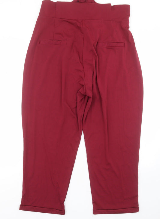 Preworn Womens Red  Polyester Trousers  Size XL L26 in Regular Button