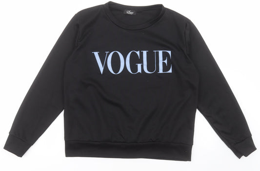 Sara Fashion Womens Black  Polyester Pullover Sweatshirt Size XL  Pullover - Vogue