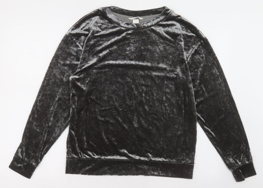 H&M Womens Grey Crew Neck  Polyester Pullover Jumper Size S