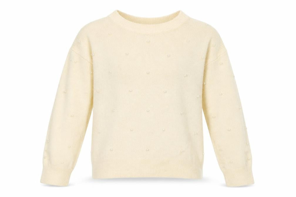 h7m Womens Ivory Crew Neck  Acrylic Pullover Jumper Size S   - Beads