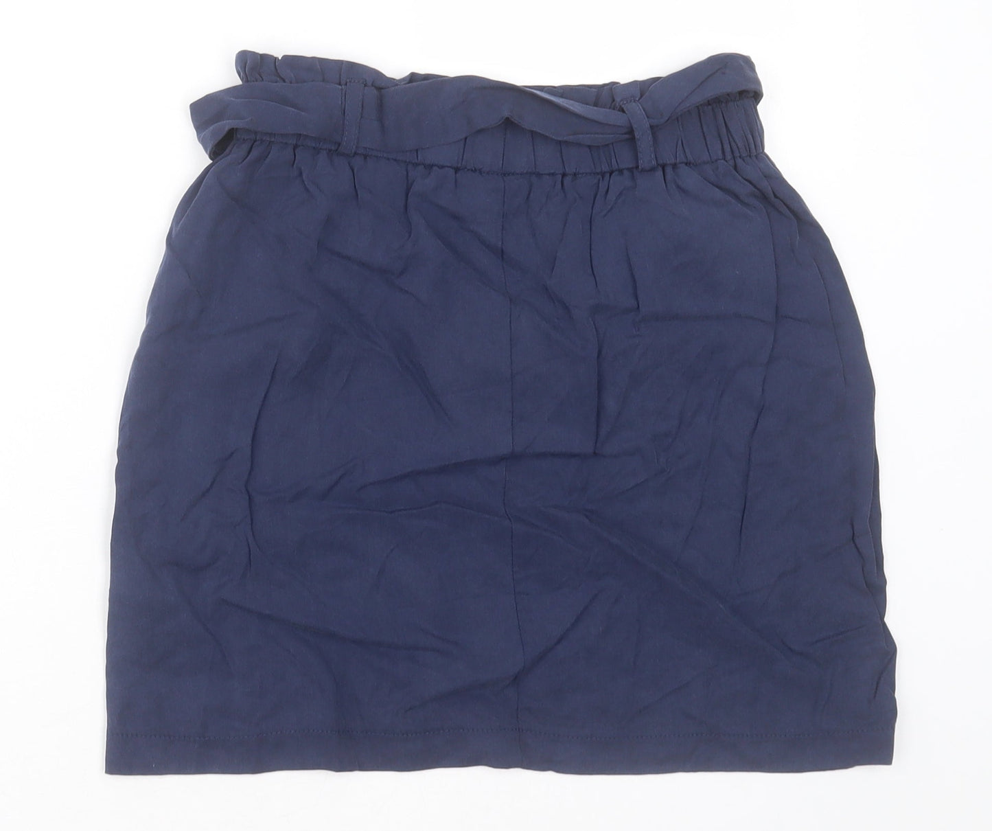 Topshop Womens Blue  Lyocell A-Line Skirt Size 8   Tie