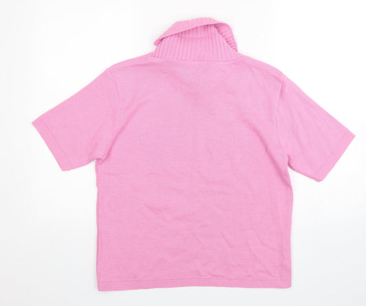 Ellie Louise Womens Pink Collared  Acrylic Pullover Jumper Size M