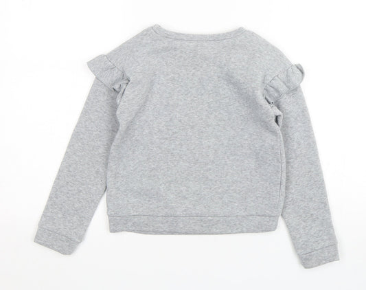 Jeff & Co Girls Grey  Polyester Pullover Sweatshirt Size 7-8 Years  Pullover