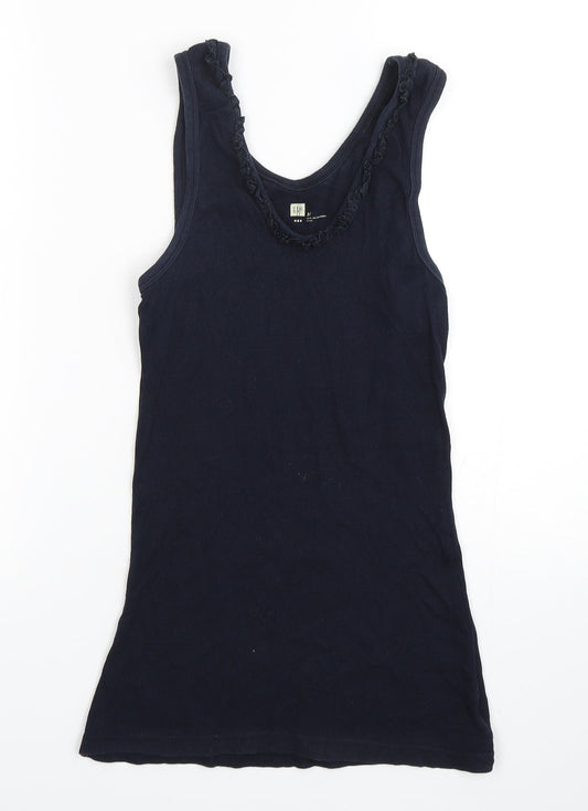 Gap Womens Blue  Cotton Basic Tank Size M Round Neck