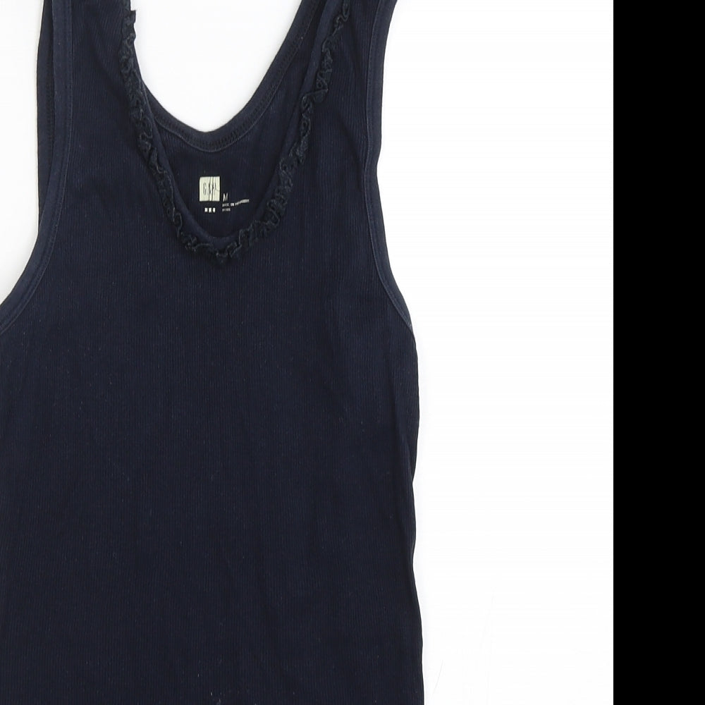 Gap Womens Blue  Cotton Basic Tank Size M Round Neck