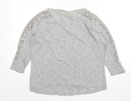 H&M Womens Grey  Cotton Basic T-Shirt Size M Round Neck