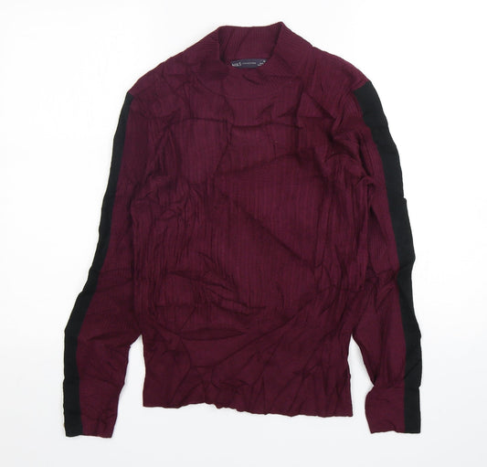 Marks and Spencer Womens Purple High Neck  Viscose Pullover Jumper Size 12