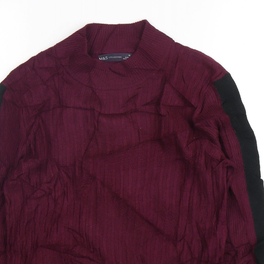 Marks and Spencer Womens Purple High Neck  Viscose Pullover Jumper Size 12