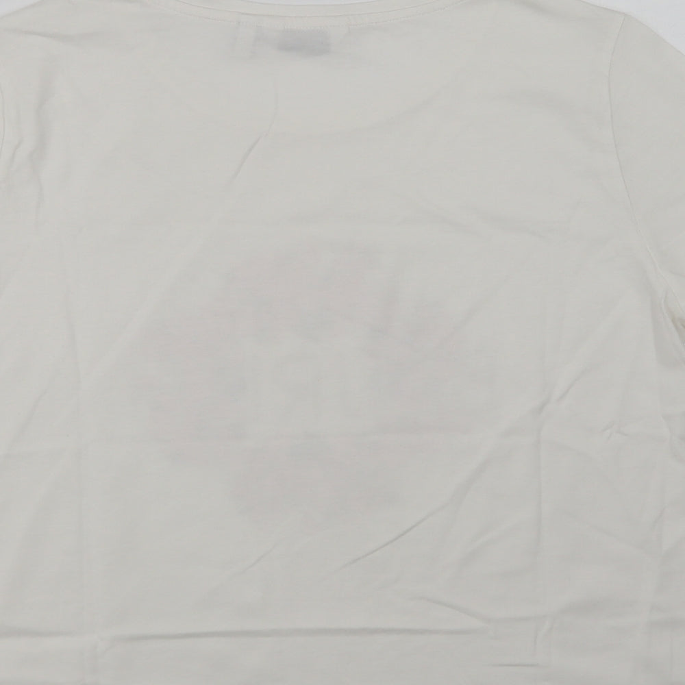 B. Young Womens White  Cotton Basic T-Shirt Size L Crew Neck - Blurish