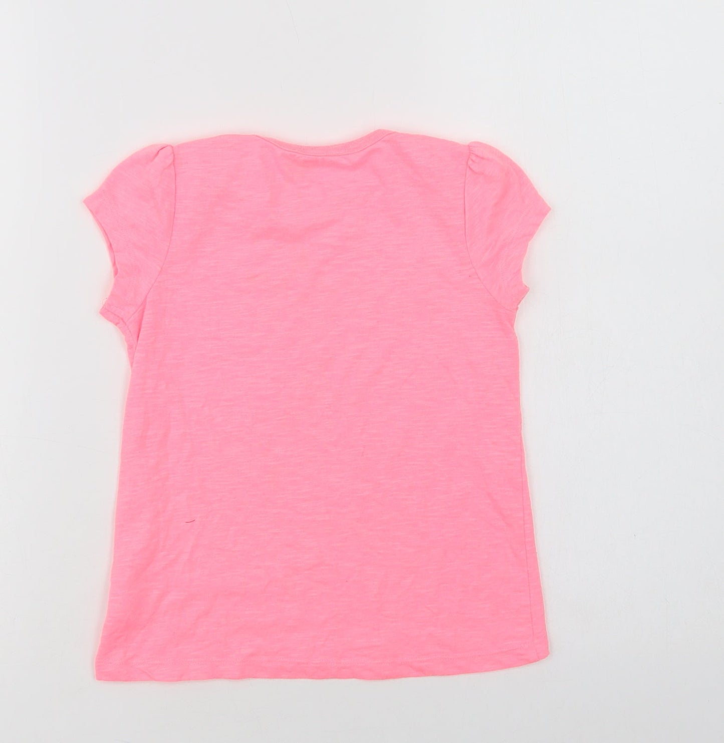Dunnes Stores Girls Pink  Polyester Basic T-Shirt Size 8 Years Crew Neck