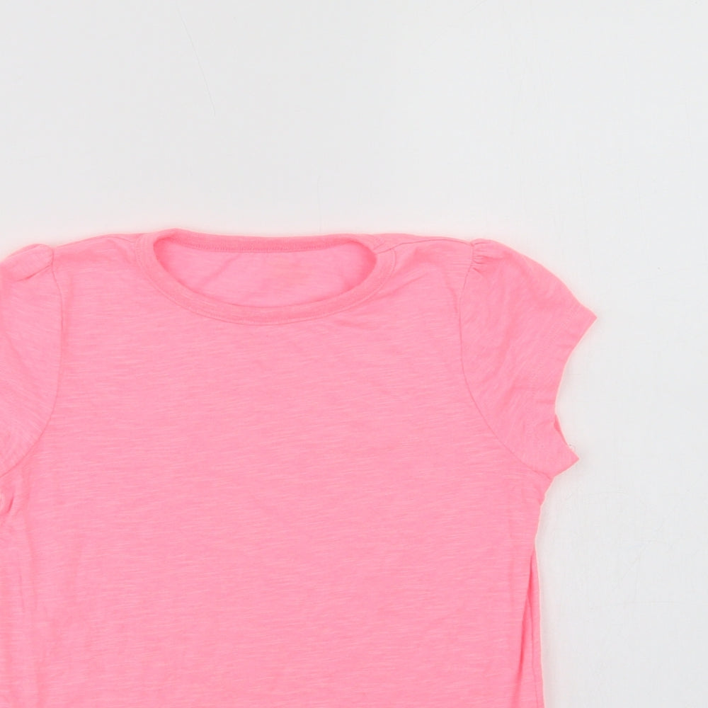 Dunnes Stores Girls Pink  Polyester Basic T-Shirt Size 8 Years Crew Neck