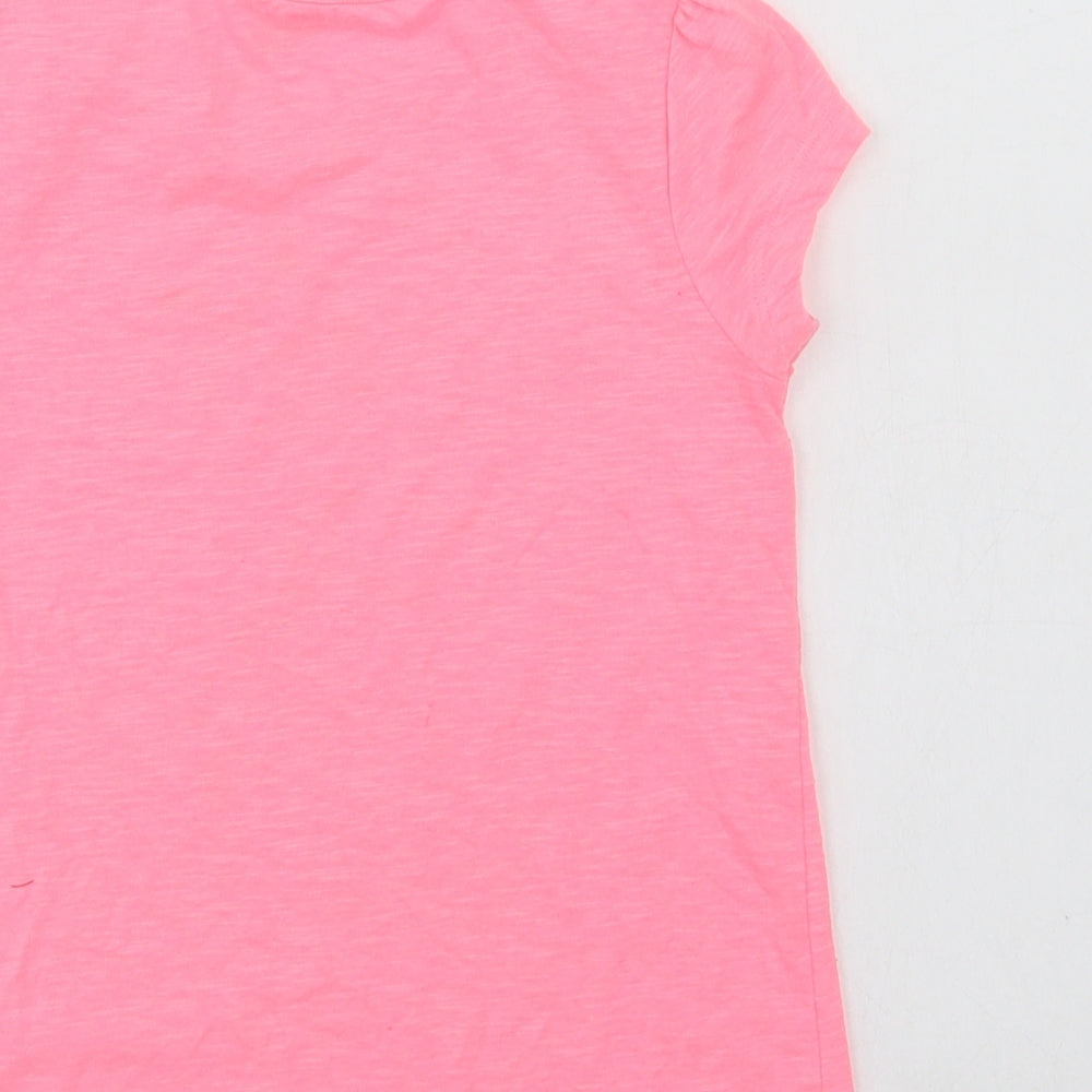 Dunnes Stores Girls Pink  Polyester Basic T-Shirt Size 8 Years Crew Neck
