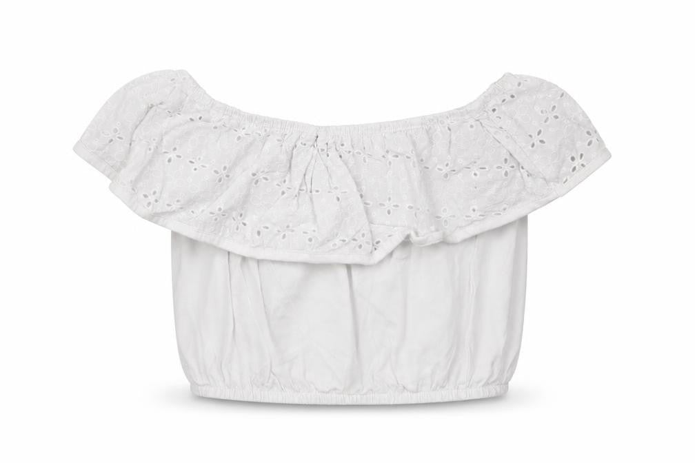 Primark Girls White  Cotton Jersey Blouse Size 7-8 Years Off the Shoulder