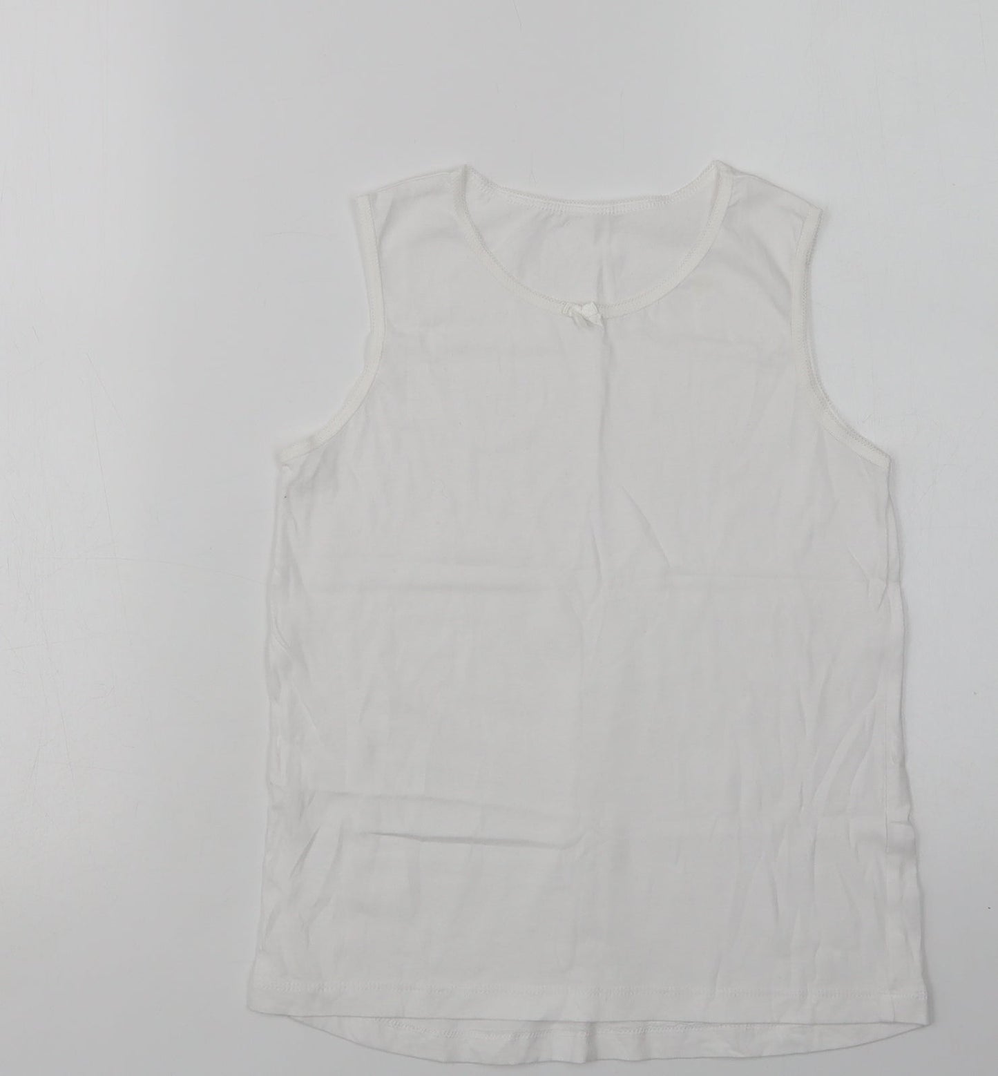 Preworn Womens White  Cotton Basic Tank Size 8 Crew Neck