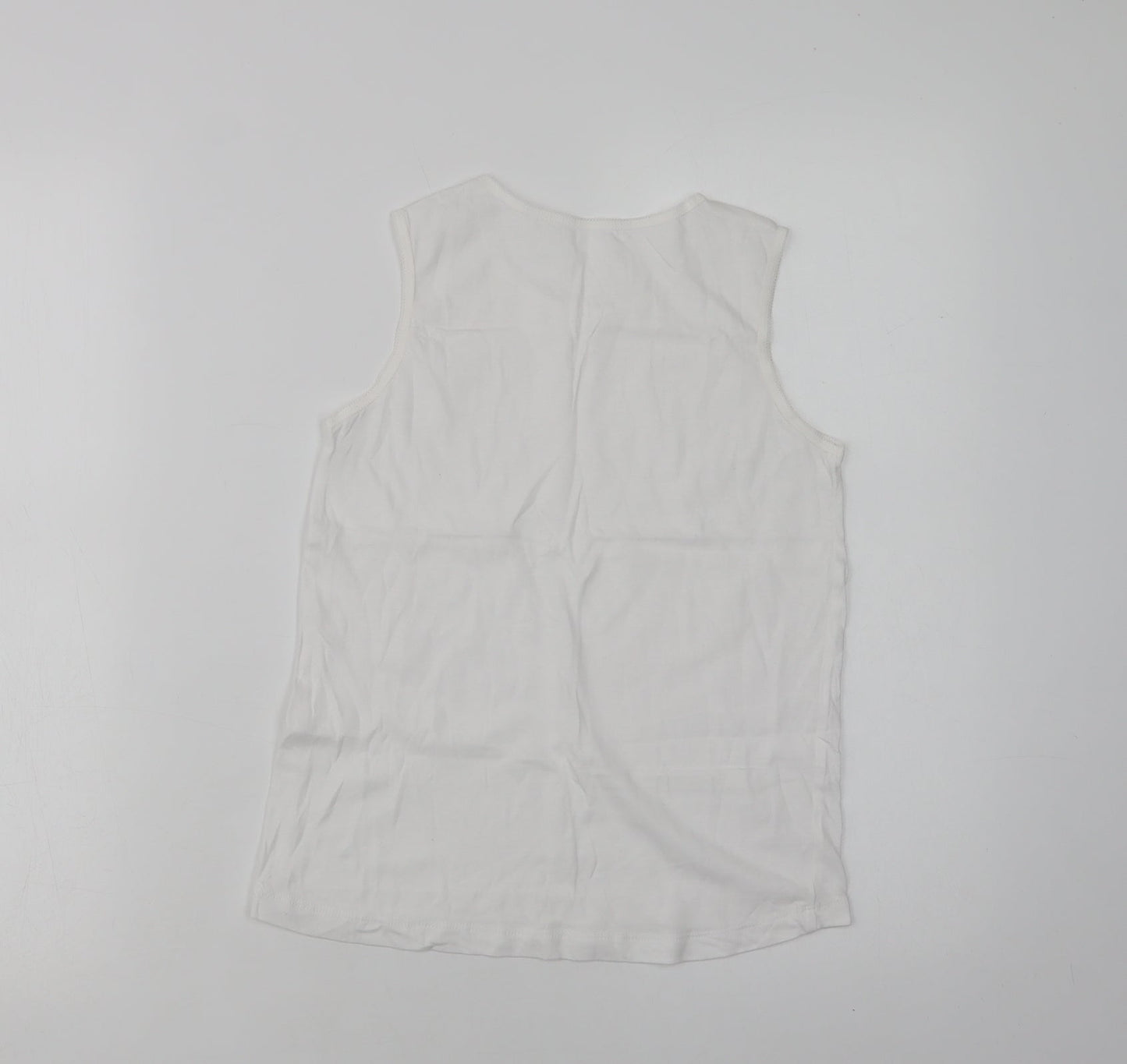 Preworn Womens White  Cotton Basic Tank Size 8 Crew Neck