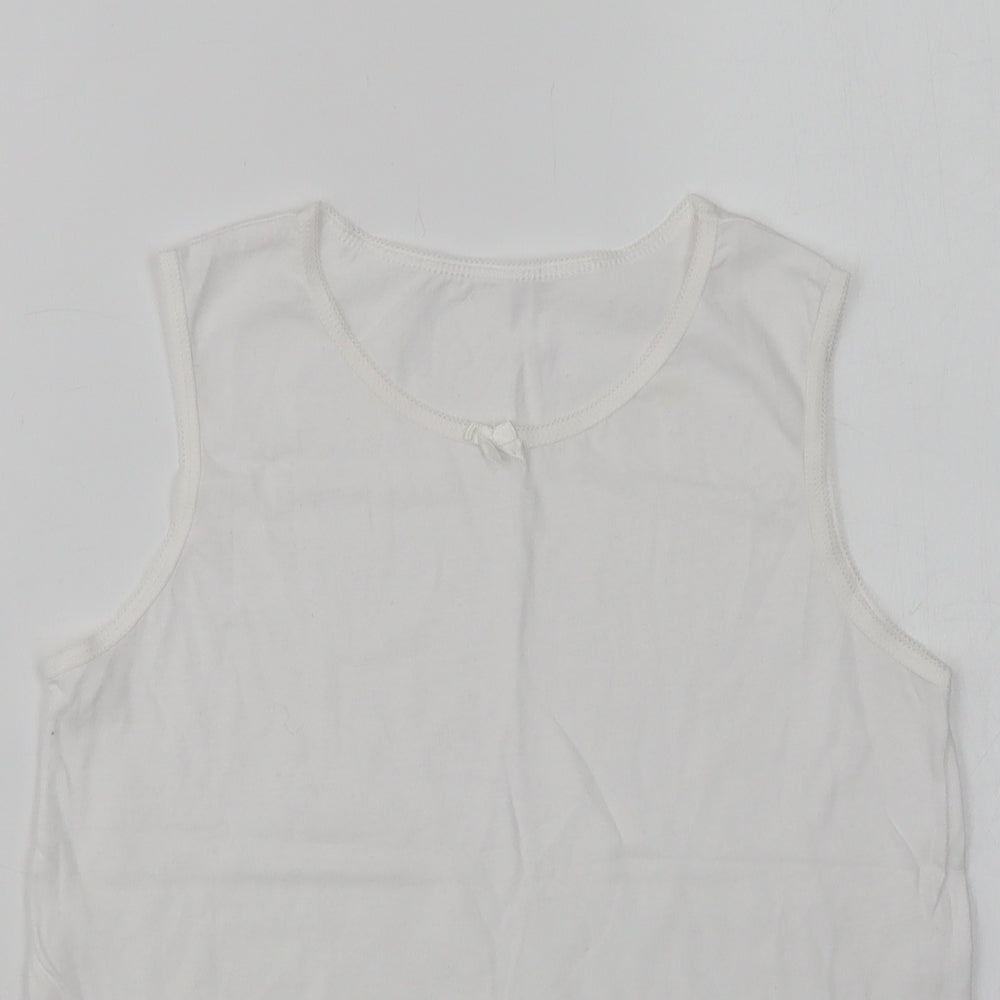 Preworn Womens White  Cotton Basic Tank Size 8 Crew Neck