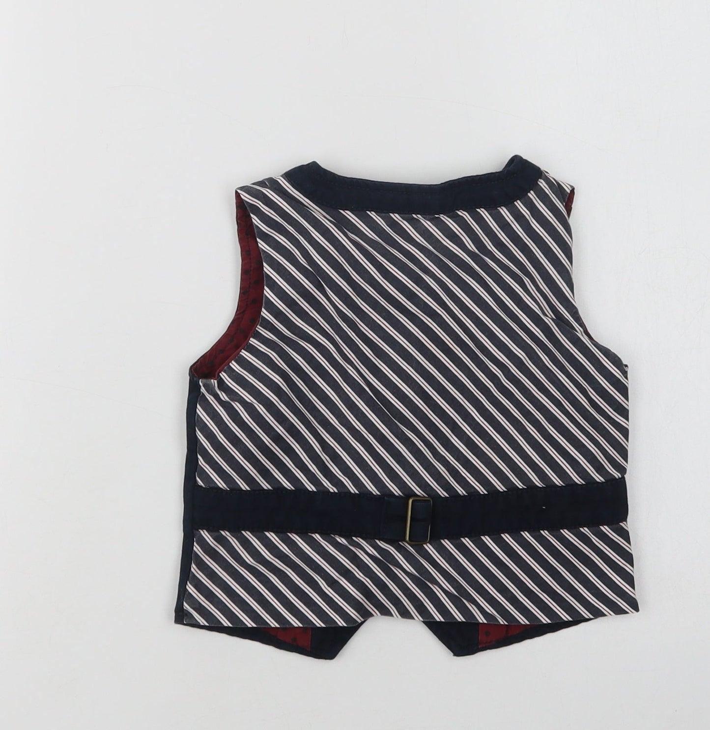mamas & papas Boys Blue Striped  Jacket Waistcoat Size 2-3 Years  Button
