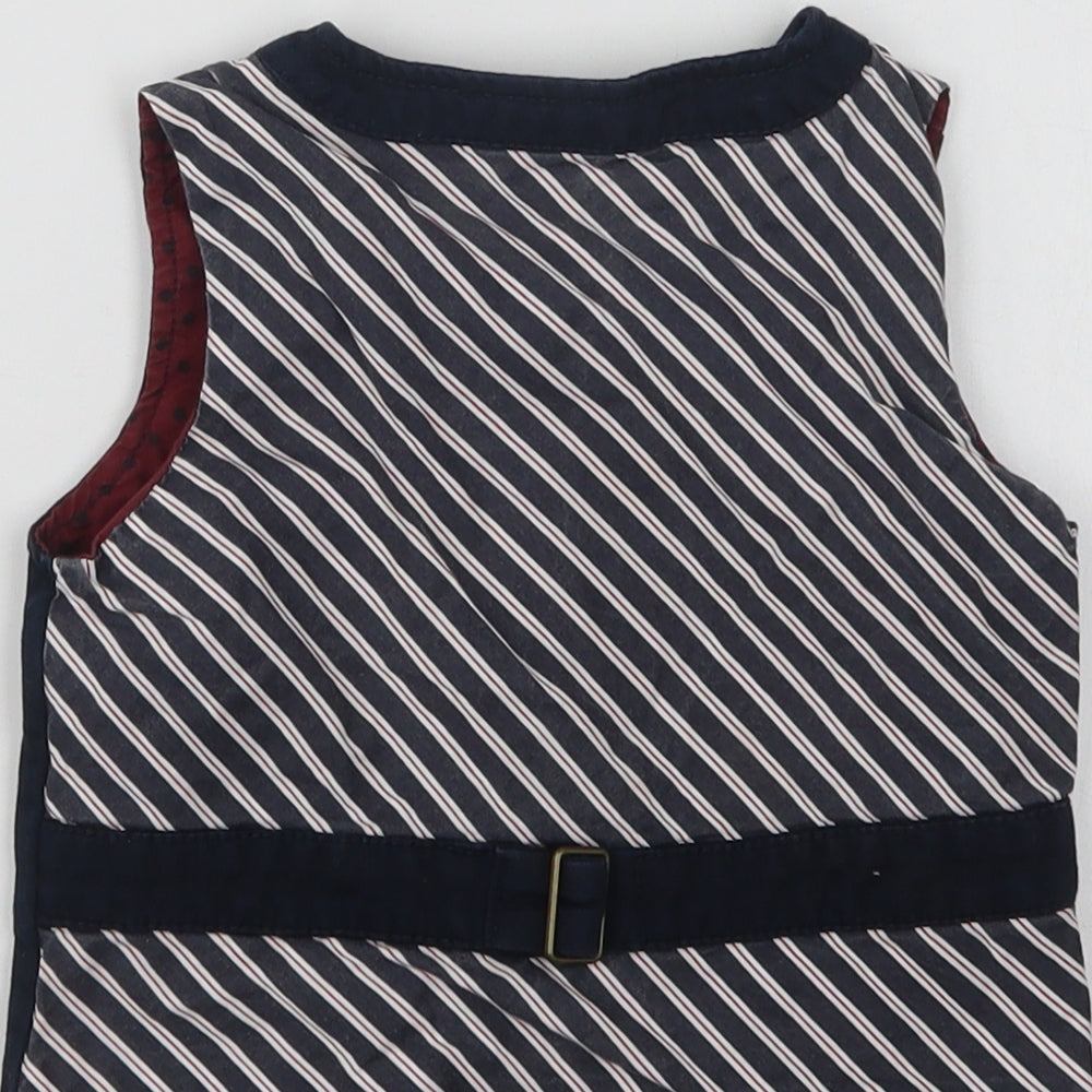 mamas & papas Boys Blue Striped  Jacket Waistcoat Size 2-3 Years  Button