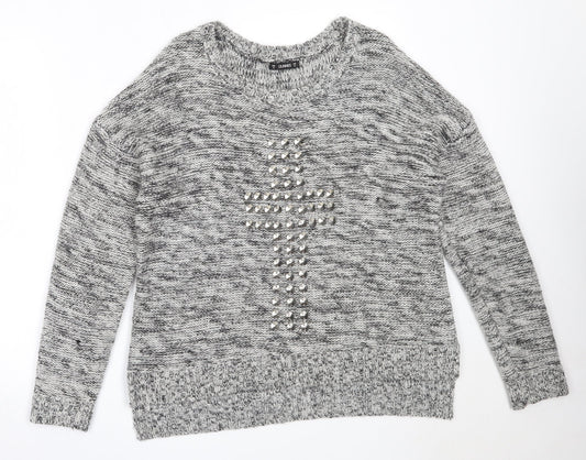 Dunnes Stores Womens Grey Round Neck  Acrylic Pullover Jumper Size 14