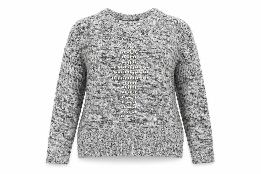 Dunnes Womens Grey Round Neck  Acrylic Pullover Jumper Size 14