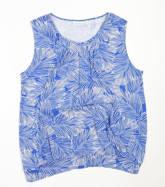 JoJo Maman Bébé Womens Blue  Viscose Basic Tank Size L Round Neck