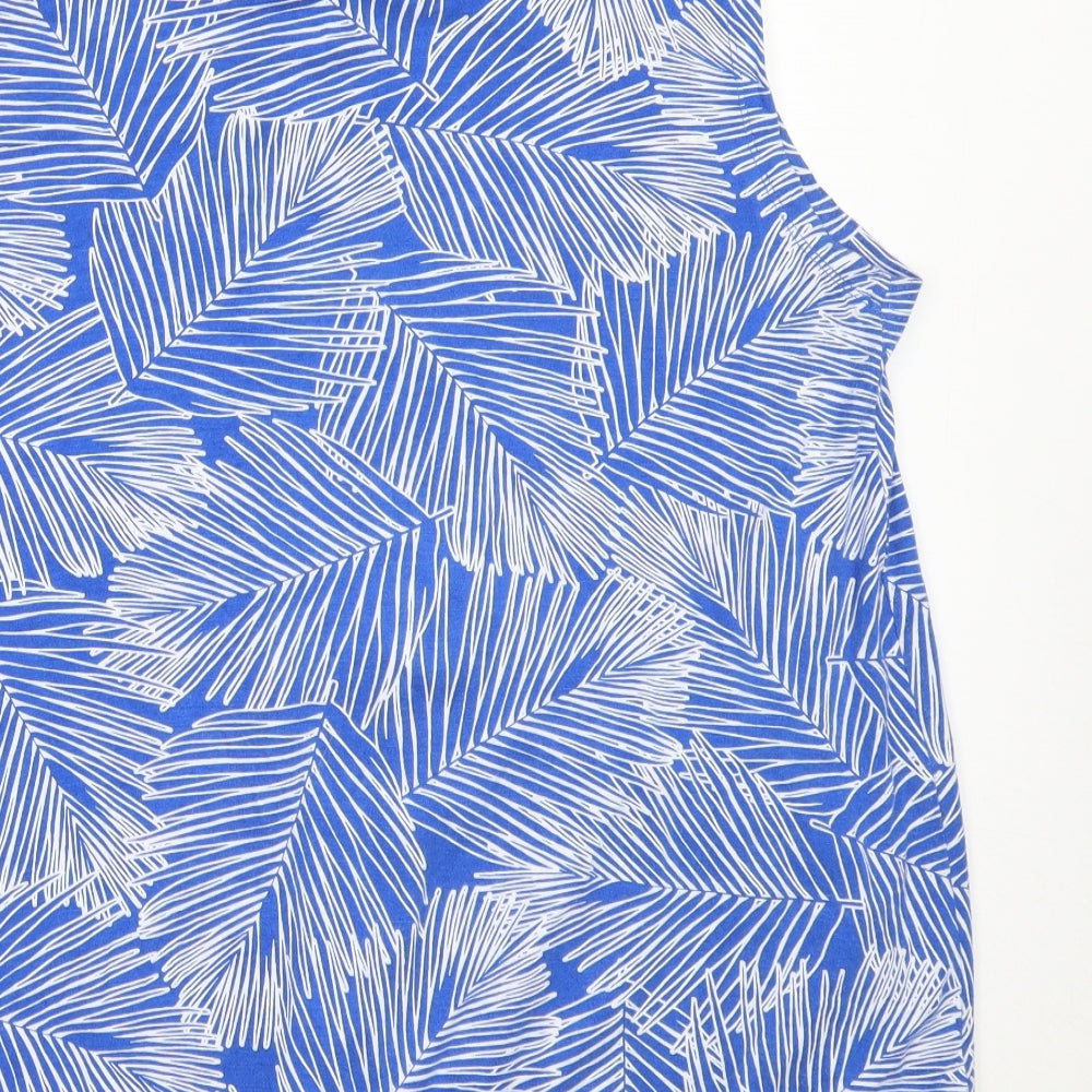 JoJo Maman Bébé Womens Blue  Viscose Basic Tank Size L Round Neck