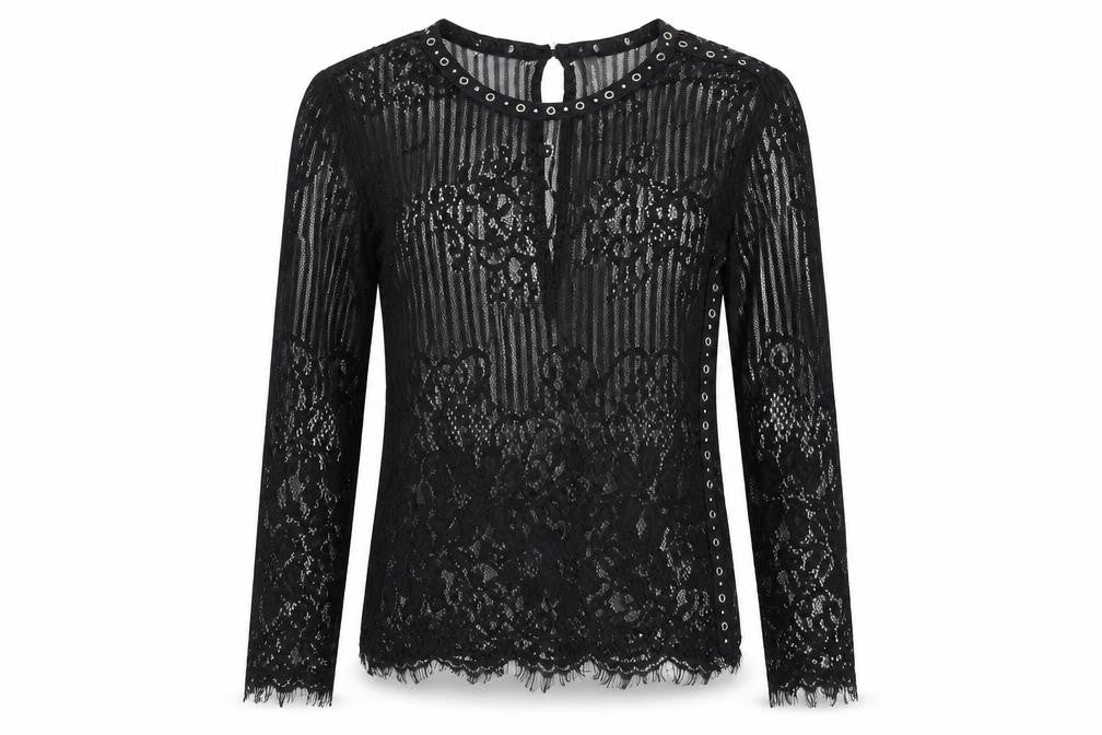 Stradivarius Womens Black  Polyester Basic Blouse Size S Round Neck