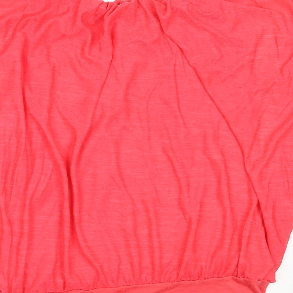 V London Womens Red  Viscose Basic Blouse Size M Round Neck