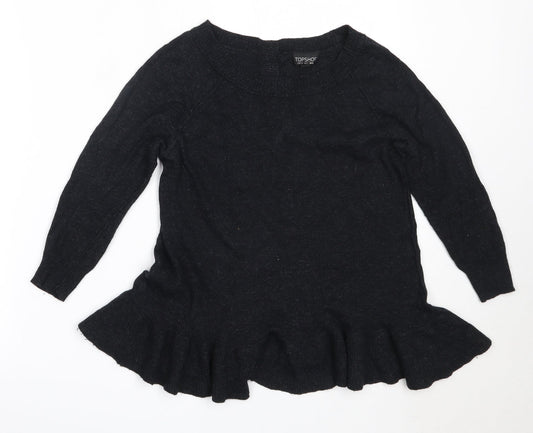 Topshop Womens Black Round Neck  Viscose Pullover Jumper Size 6