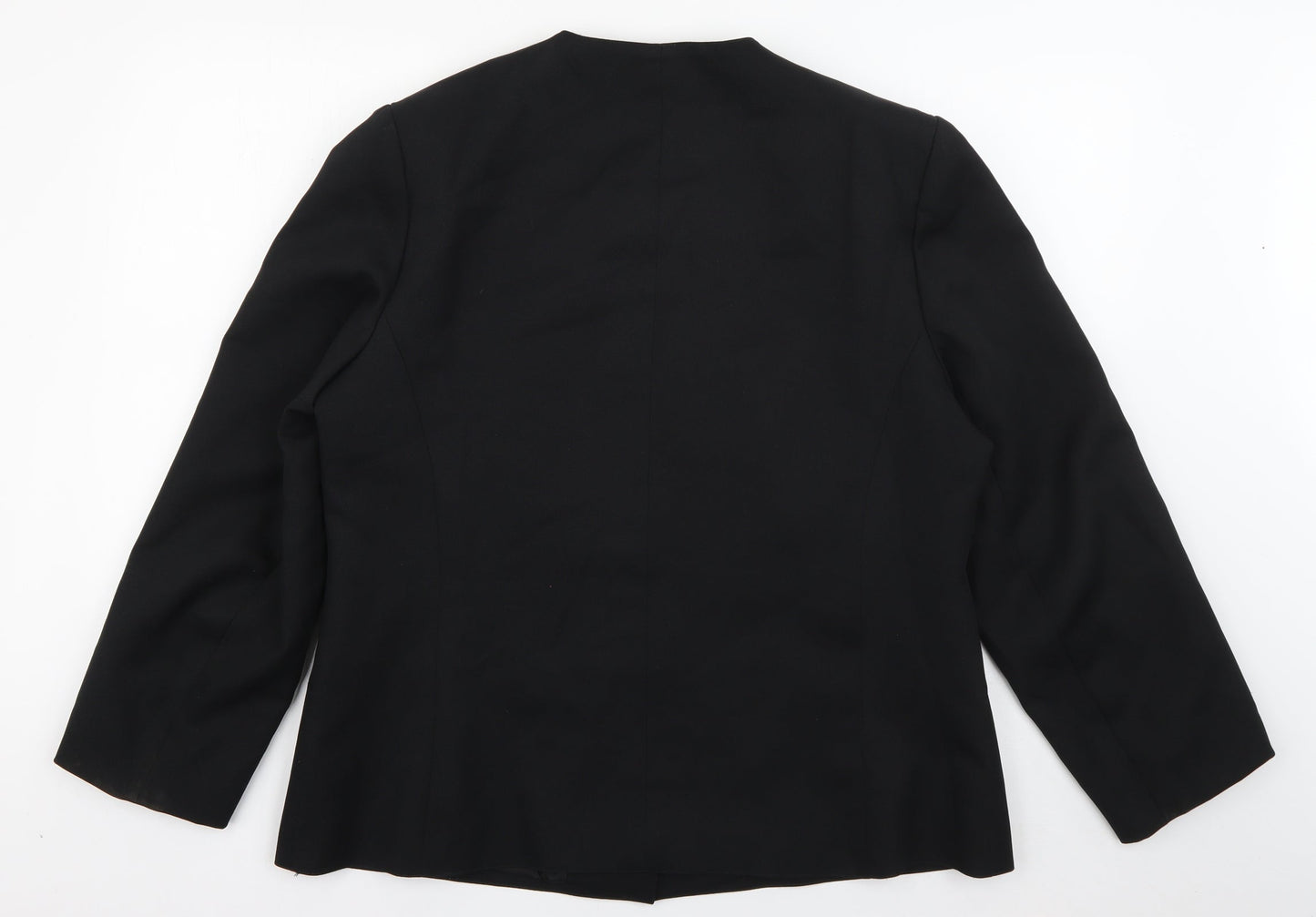 Preworn Womens Black  100% Polyester Jacket Blazer Size 10   - Shoulder pads Pockets