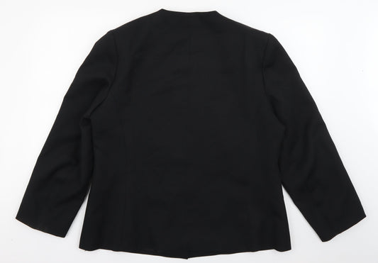 Preworn Womens Black  100% Polyester Jacket Blazer Size 10   - Shoulder pads Pockets