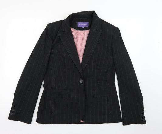 Autonomy Womens Grey Striped Polyester Jacket Blazer Size 12