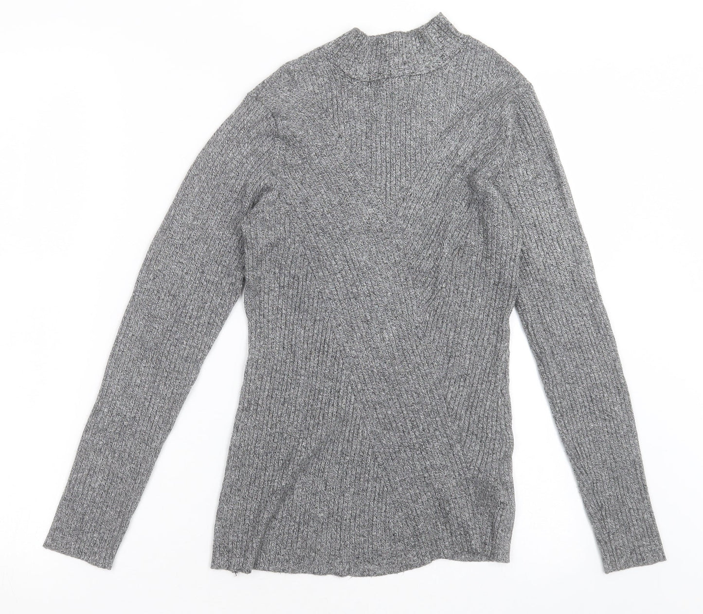 H&M Womens Grey High Neck  Viscose Pullover Jumper Size M