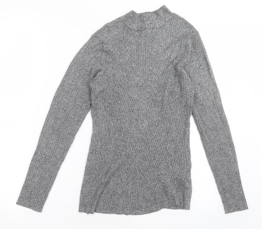 H&M Womens Grey High Neck  Viscose Pullover Jumper Size M