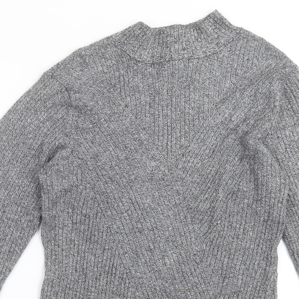 H&M Womens Grey High Neck  Viscose Pullover Jumper Size M