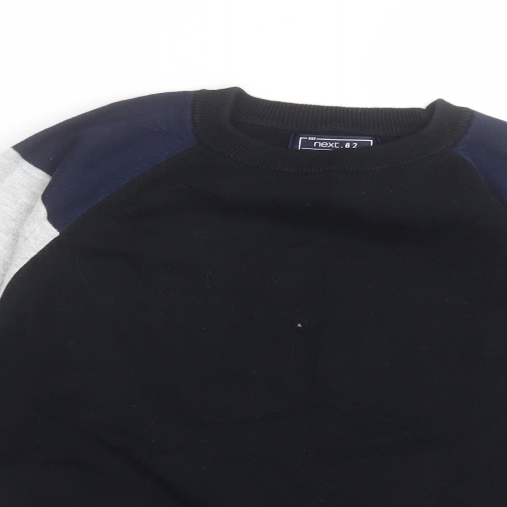 NEXT Boys Black Crew Neck Striped Cotton Pullover Jumper Size 9 Years  Pullover