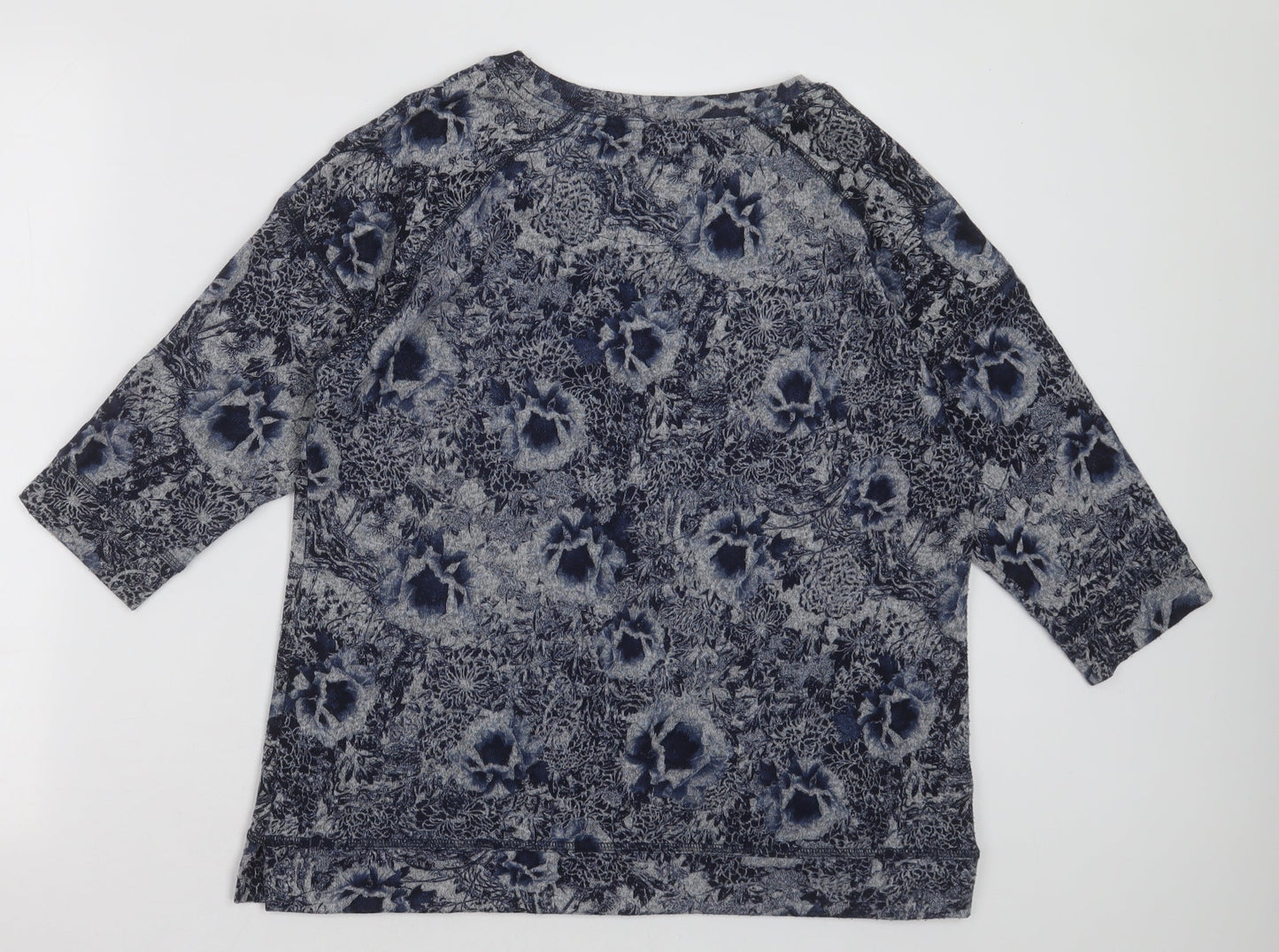 Marks and Spencer Womens Black Crew Neck Floral Polyester Pullover Jumper Size 14