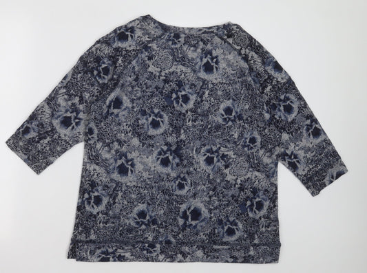 Marks and Spencer Womens Black Crew Neck Floral Polyester Pullover Jumper Size 14