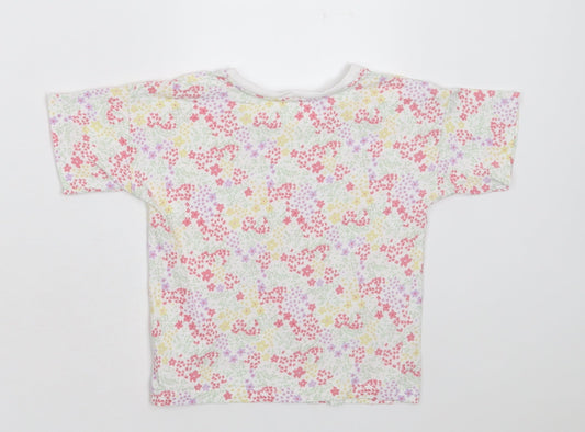 Matalan Girls Multicoloured Floral Cotton Basic T-Shirt Size 2-3 Years Crew Neck Pullover
