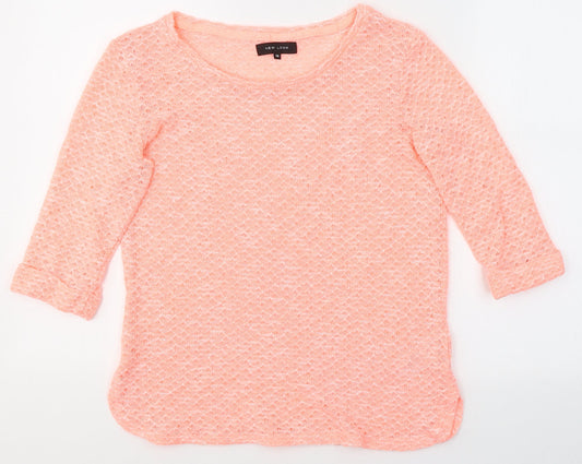 New Look Womens Pink Round Neck  Polyester Pullover Jumper Size 10   - Neon Pink