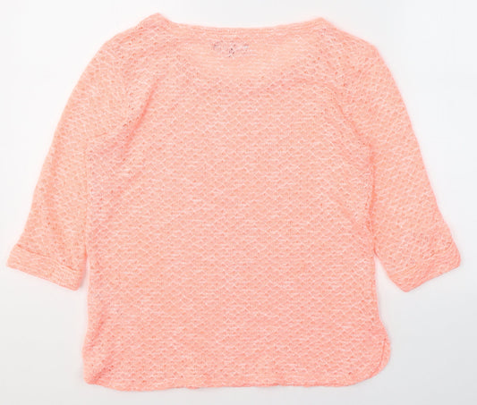 New Look Womens Pink Round Neck  Polyester Pullover Jumper Size 10   - Neon Pink
