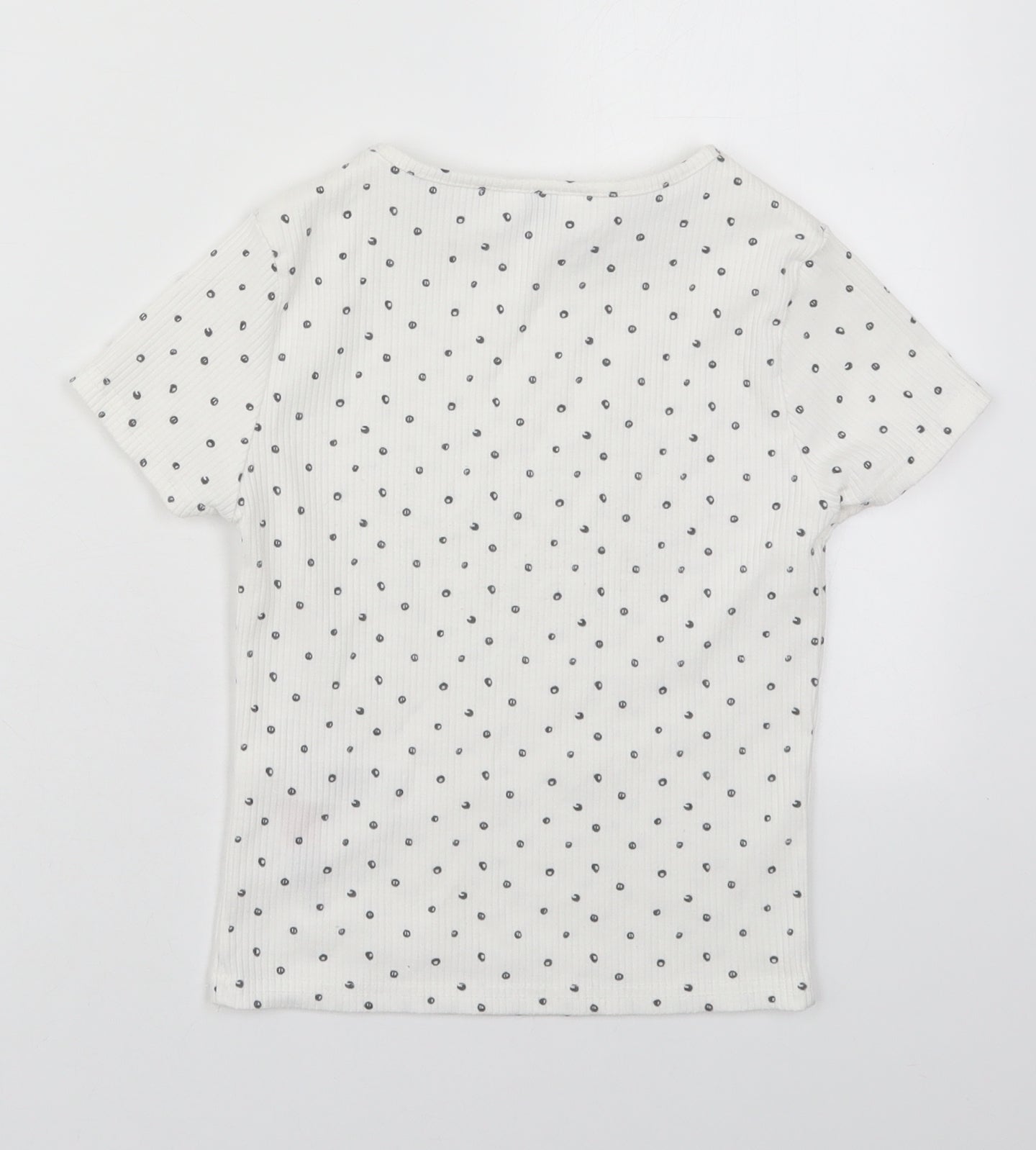 Primark Girls White Geometric Polyester Basic T-Shirt Size 10-11 Years Crew Neck Pullover
