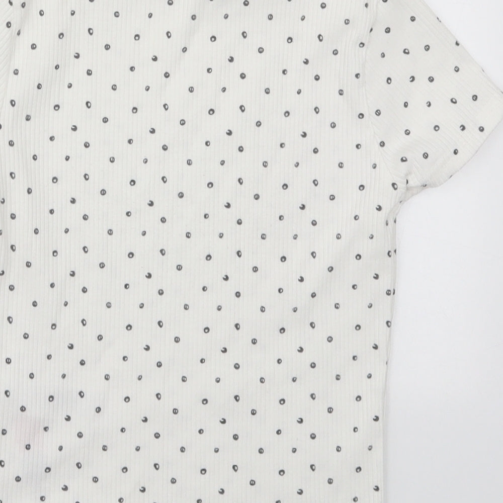 Primark Girls White Geometric Polyester Basic T-Shirt Size 10-11 Years Crew Neck Pullover