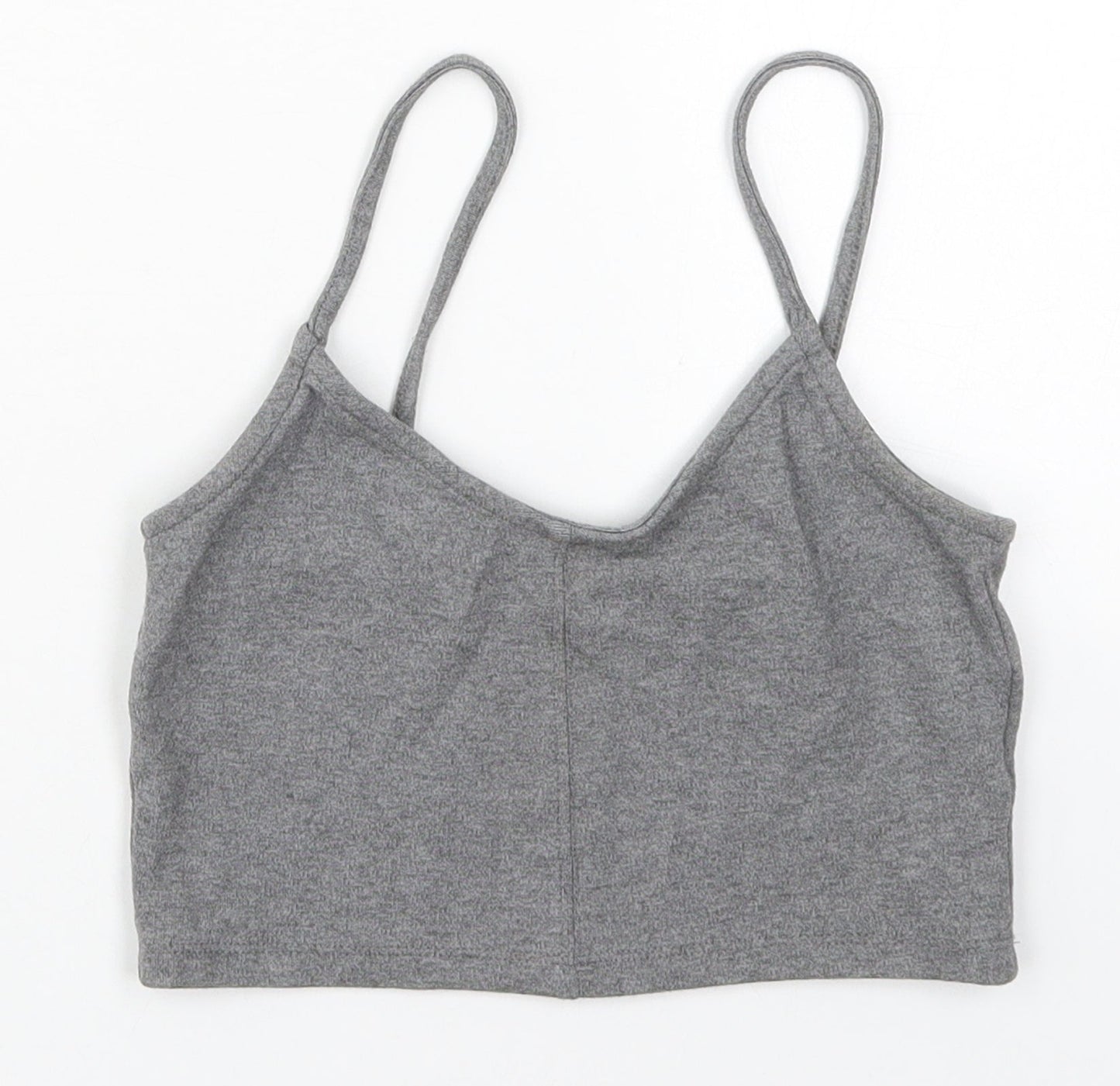 Topshop Womens Grey  Viscose Cropped Tank Size 8 V-Neck