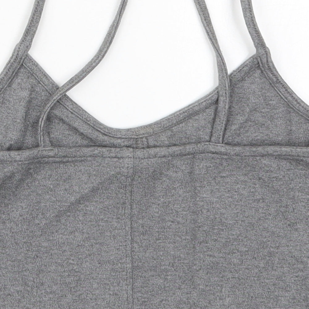 Topshop Womens Grey  Viscose Cropped Tank Size 8 V-Neck